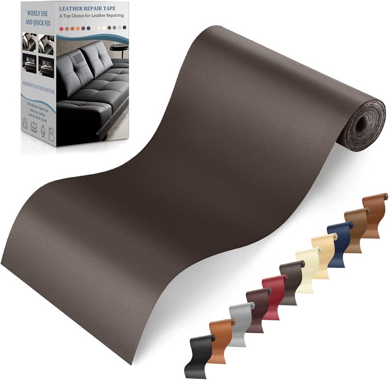 YAFLC Self Adhesive Leather Repair Tape Kit, 4"x 63" Leather Repair Patch for Furniture, Leather Repair Patch for Car seat, Sofas, Couch, Boat Seat Dark Coffee - Image 1